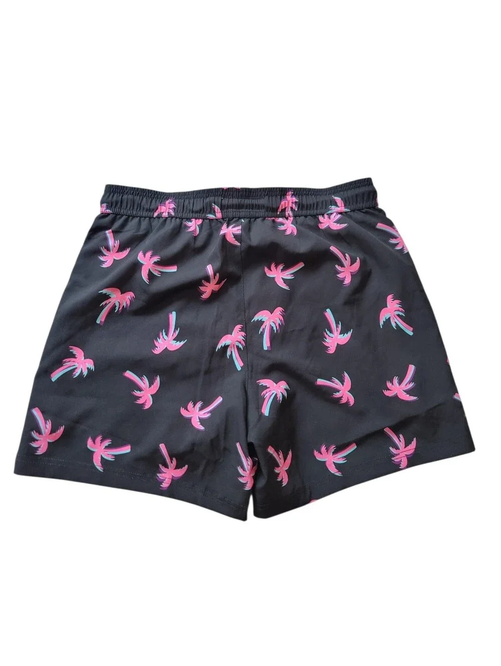 Maamgic Men Medium Lined Swim Trunks Beach Palm Tree Black Pink 6